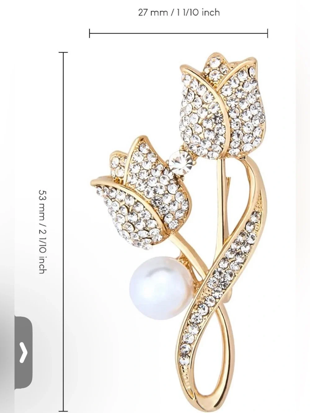 Rhinestone Flower Brooch Pin – Elegant Gold Tone ✨